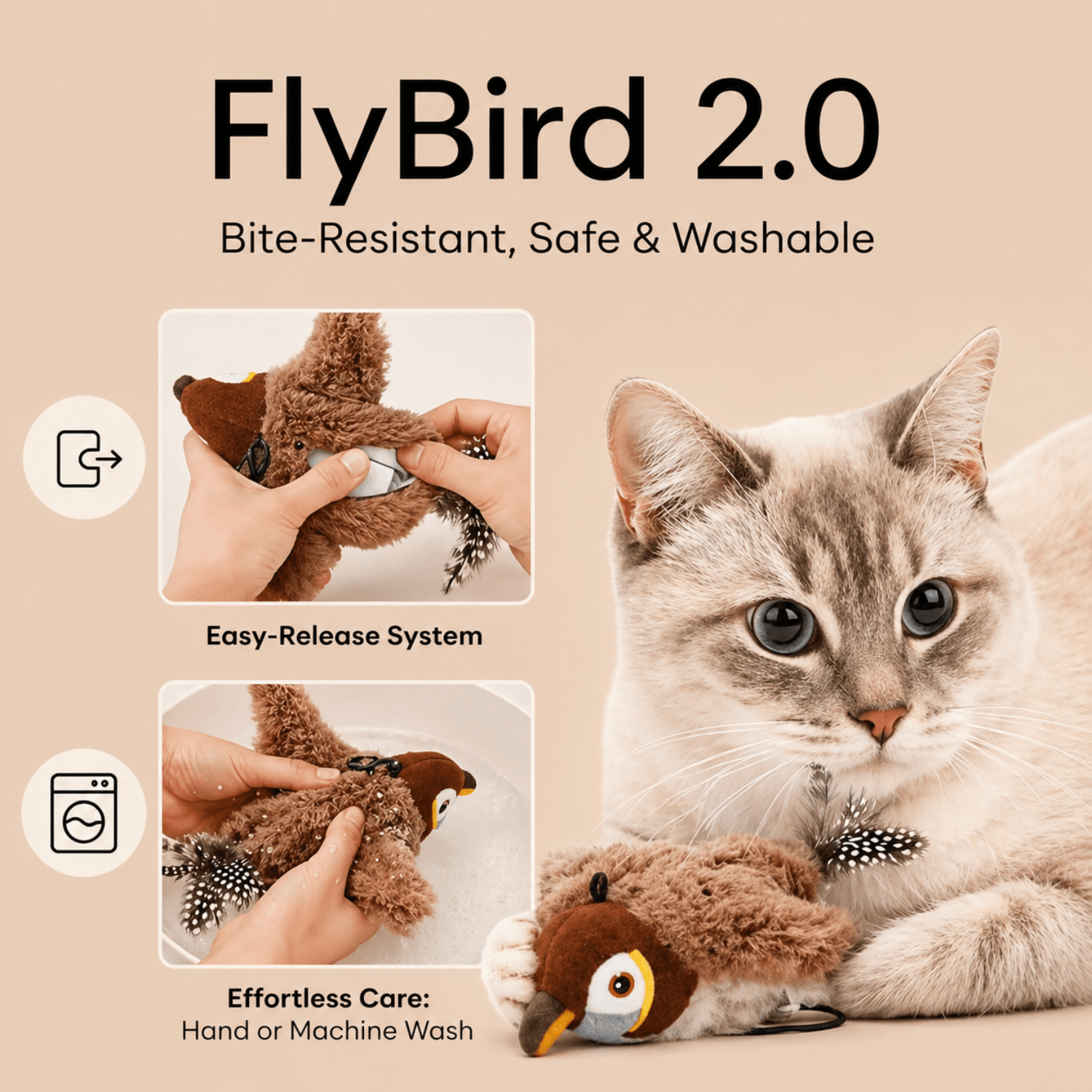 FlyBird 2.0 Zark Pet bird toy with colorful feathers and hanging design for interactive play and bird entertainment.