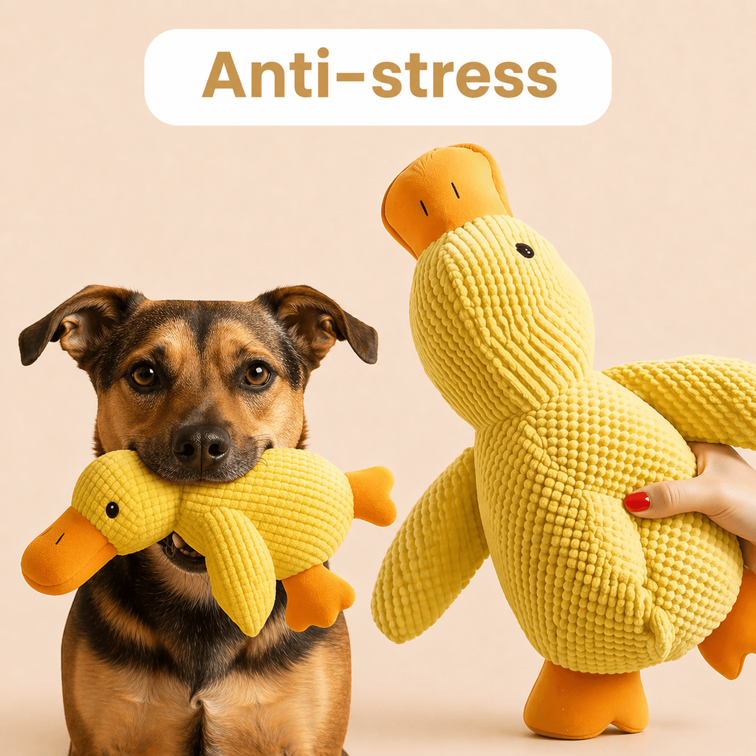Zark Pet ZenDuck™ anti-stress stress-relief duck plush toy for pets, with a soft, cuddly design and calming appearance